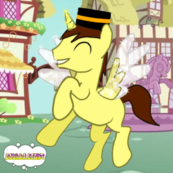 Size: 768x768 | Tagged: safe, artist:mazakbar567, derpibooru import, oc, oc:bouraq, alicorn, cap, eyes closed, hat, male, tooth