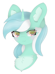 Size: 1844x2458 | Tagged: safe, alternate version, artist:sodapop sprays, derpibooru import, lyra heartstrings, pony, unicorn, :3, bust, chest fluff, colored pupils, commission, ear fluff, ears, portrait, simple background, solo, transparent background, ych result