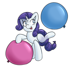 Size: 1436x1284 | Tagged: safe, anonymous artist, derpibooru import, rarity, inflatable pony, pony, unicorn, balloon, balloon pony, happy, inflatable, playing, shiny, simple background, solo, transparent background