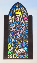 Size: 1280x2176 | Tagged: safe, alternate version, artist:malte279, derpibooru import, part of a set, twilight sparkle, twilight sparkle (alicorn), alicorn, cardboard, craft, stained glass, transparent paper