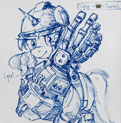 Size: 1321x1340 | Tagged: safe, artist:uteuk, derpibooru import, bon bon, lyra heartstrings, sweetie drops, earth pony, pony, unicorn, engineer, female, hand, mare, robotic arm, team fortress 2