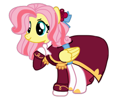 Size: 878x691 | Tagged: safe, artist:evergreen2024, derpibooru import, fluttershy, pony, clothes, cookie run, cosplay, costume, simple background, solo, transparent background