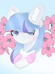 Size: 1918x2558 | Tagged: safe, artist:sodapop sprays, derpibooru import, oc, oc only, oc:blizzardbelle, earth pony, pony, bust, chest fluff, clothes, commission, ear fluff, ears, gradient background, looking at you, solo, ych result