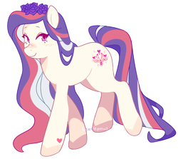 Size: 2280x2038 | Tagged: safe, artist:beetlepaws, derpibooru import, earth pony, pony, g3, hoof heart, jewelry, long hair, multicolored hair, purple hair, purple mane, royalette, simple background, solo, tiara, transparent background, underhoof, white