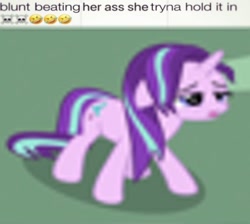 Size: 950x852 | Tagged: safe, derpibooru import, edit, edited screencap, screencap, starlight glimmer, pony, unicorn, all bottled up, emoji, frazzled hair, low res image, lowres, meme, shitposting, skull, solo, tired, 💀