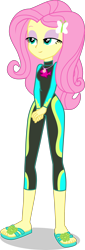 Size: 1360x4009 | Tagged: safe, artist:dustinwatsongkx, derpibooru import, fluttershy, human, better together, equestria girls, barefoot, clothes, feet, female, fluttershy's wetsuit, geode of fauna, lidded eyes, magical geodes, sandals, simple background, solo, swimsuit, transparent background, vector, wetsuit