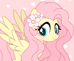 Size: 1303x1080 | Tagged: safe, artist:cstrawberrymilk, derpibooru import, fluttershy, pony, flower, flower in hair, solo