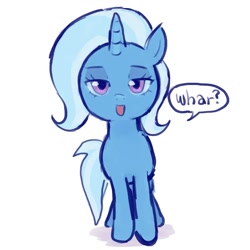 Size: 1000x1000 | Tagged: safe, artist:rarrers, derpibooru import, trixie, pony, unicorn, cute, female, horn, mare, meme, simple background, solo, whar, white background