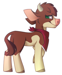 Size: 791x948 | Tagged: safe, artist:da9mar, derpibooru import, arizona cow, cow, them's fightin' herds, cloven hooves, community related, female, looking back, side view, simple background, smiling, solo, transparent background