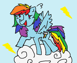 Size: 497x407 | Tagged: safe, derpibooru import, rainbow dash, pegasus, cloud, crappy art