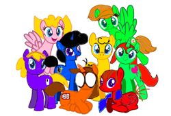 Size: 900x608 | Tagged: safe, artist:livingonlaughs, derpibooru import, earth pony, pegasus, pony, unicorn, g4, blanket, charlie brown, female, flying, freckles, glasses, heather wold, linus van pelt, lucy van pelt, lying down, male, marcie, mare, peanuts, peppermint patty, ponified, prone, sally brown, schroeder, simple background, sitting, smiling, species swap, stallion, the little red haired girl, transparent background, you're a good man charlie brown