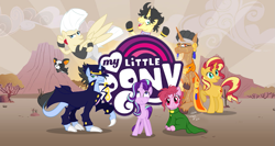 Size: 1269x673 | Tagged: safe, artist:thurder2020, derpibooru import, starlight glimmer, sunset shimmer, earth pony, pegasus, pony, unicorn, crossover, i can't believe it's not gameloft, i didn't listen, iggy (jjba), jean pierre polnareff, jojo's bizarre adventure, joseph joestar, jotaro kujo, meme, mohammed avdol, noriaki kakyoin, ponified, species swap