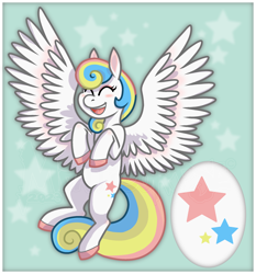 Size: 2000x2146 | Tagged: safe, artist:manticorpse, derpibooru import, oc, oc only, oc:gabrizzy, pegasus, pony, cutie mark, eyes closed, floating, flying, solo, spread wings, white coat, wings