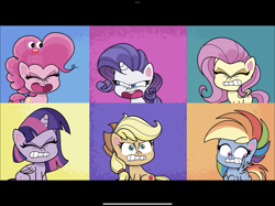 Size: 2732x2048 | Tagged: safe, derpibooru import, screencap, applejack, fluttershy, pinkie pie, rainbow dash, rarity, twilight sparkle, twilight sparkle (alicorn), alicorn, earth pony, pegasus, pony, unicorn, communication shakedown, g4.5, my little pony: pony life, spoiler:pony life s02e18, cyrillic, mane six, ukrainian