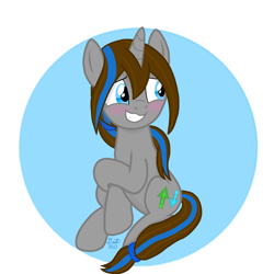 Size: 2048x2048 | Tagged: safe, artist:dust, derpibooru exclusive, derpibooru import, oc, oc:dust, oc:dusty, pony, unicorn, blushing, female, horn, mare, ponytail, rule 63, simple background, sitting, unicorn oc