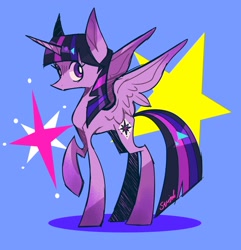 Size: 1268x1314 | Tagged: safe, artist:squiggleliggle, derpibooru import, twilight sparkle, twilight sparkle (alicorn), alicorn, pony, concave belly, long legs, raised hoof, raised leg, redesign, side view, simple background, slim, solo, standing, stylized, thin, twilight sparkle's cutie mark