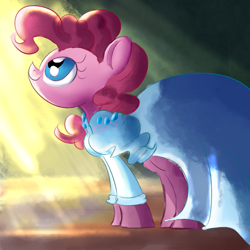 Size: 1000x1000 | Tagged: safe, artist:norre, twibooru import, pinkie pie, earth pony, clothes, dress