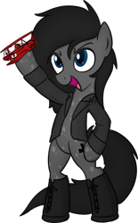 Size: 1134x1829 | Tagged: safe, artist:superderpybot, oc, oc only, oc:blued cross, earth pony, pony, bipedal, boots, earth pony oc, jacket, male, male oc, plane, red baron, shoes, smiling, solo, stallion, standing, standing up