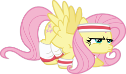 Size: 7341x4306 | Tagged: safe, artist:starryshineviolet, derpibooru import, fluttershy, pegasus, pony, hurricane fluttershy, absurd resolution, female, mare, simple background, solo, transparent background, vector, workout, workout outfit