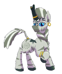 Size: 815x981 | Tagged: safe, artist:gosha305, derpibooru import, zecora, kirin, zebra, cheek fluff, chest fluff, ear fluff, ear piercing, earring, ears, eyebrows, full body, horn, horn ring, jewelry, kirin-ified, looking at you, multicolored hair, piercing, ring, simple background, slight smile, solo, species swap, stripes, transparent background, unshorn fetlocks