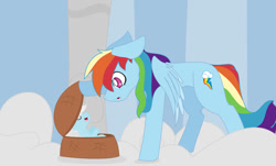 Size: 750x453 | Tagged: safe, artist:xxcatdemon1995xx, derpibooru import, rainbow dash, oc, oc:cumulus, pegasus, pony, fanfic:instant mom, adopted, adopted offspring, adoption, baby, baby pony, female, foal, mare, momma dash, parent:rainbow dash