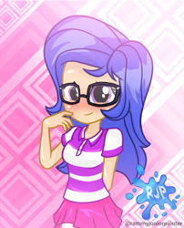 Size: 2015x2490 | Tagged: safe, artist:rjp.rammy, derpibooru import, oc, oc:margaret hailey, equestria girls, clothes, female, glasses, shirt, skirt, solo