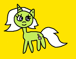 Size: 698x543 | Tagged: safe, artist:the-rainbow-nigga420, derpibooru import, pony, unicorn, g1, g4, 1000 hours in ms paint, baby, baby frosting, baby pony, cute, female, filly, foal, frostabetes, g1 to g4, generation leap, ms paint, paint.net, simple background, smiling, yellow background