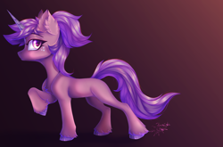 Size: 5760x3800 | Tagged: safe, artist:jsunlight, derpibooru import, oc, oc only, pony, unicorn, chest fluff, ear fluff, ears, female, gradient background, horn, mare, raised hoof, raised leg, side view, solo, unicorn oc