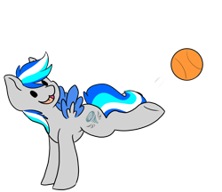 Size: 2000x1728 | Tagged: safe, artist:noxi1_48, derpibooru import, oc, oc only, oc:hawker hurricane, pegasus, pony, ball, colored wings, daily dose of friends, simple background, solo, transparent background, two toned wings, wings