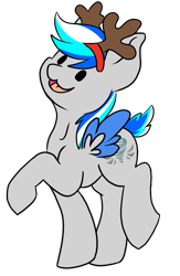 Size: 1211x1855 | Tagged: safe, artist:noxi1_48, derpibooru import, oc, oc only, oc:hawker hurricane, pegasus, pony, colored wings, daily dose of friends, fake antlers, simple background, solo, transparent background, two toned wings, wings