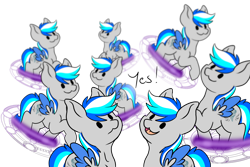 Size: 3000x2000 | Tagged: safe, artist:noxi1_48, derpibooru import, oc, oc only, oc:hawker hurricane, pegasus, pony, colored wings, daily dose of friends, magic, magic circle, multeity, self paradox, self ponidox, simple background, smiling, transparent background, two toned wings, wings