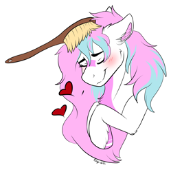 Size: 2000x2010 | Tagged: safe, artist:monsoonvisionz, derpibooru import, oc, oc only, oc:dyn, pegasus, pony, bliss, blushing, brush, eyes closed, facial markings, fluffy, happy, heart, multicolored hair, multicolored mane, simple background, solo, transparent background, unshorn fetlocks