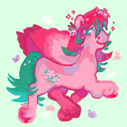 Size: 2048x2048 | Tagged: safe, artist:poniesart, derpibooru import, pegasus, pony, g3, green background, simple background, solo, twinkle bloom