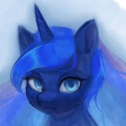 Size: 1536x1536 | Tagged: safe, artist:rily, derpibooru import, princess luna, alicorn, female, looking at you, simple background, solo
