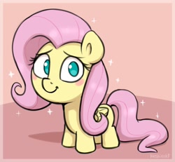 Size: 1452x1340 | Tagged: safe, artist:heretichesh, derpibooru import, fluttershy, pegasus, pony, blush sticker, blushing, cute, daaaaaaaaaaaw, female, filfil, filly, filly fluttershy, foal, looking at you, no pupils, shyabetes, smiling, smiling at you, smol, solo, sparkles, younger