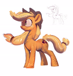 Size: 2650x2742 | Tagged: safe, artist:winpuss, derpibooru import, applejack, earth pony, pony, female, mare, simple background, solo, white background