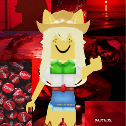 Size: 1280x1280 | Tagged: safe, derpibooru import, applejack, human, equestria girls, g4, apple, beach, belt, boots, bottlecap, closed mouth, clothes, cloud, coca-cola, complex background, cowboy boots, cowboy hat, denim, denim skirt, female, flower, food, freckles, hand, hat, irl, lips, long hair, mouth, nails, ocean, photo, pointing, pointing at you, pony ears, red background, roblox, rolled up sleeves, rose, shirt, shoes, short sleeves, simple background, skirt, sky, smiling, solo, standing, straight hair, sun, teeth, text, tongue, tongue out, water