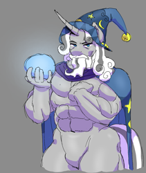 Size: 1079x1280 | Tagged: safe, artist:dagothurfanclub, derpibooru import, star swirl the bearded, anthro, unicorn, male, muscles, muscular male, orb, solo, stupid sexy star swirl the bearded