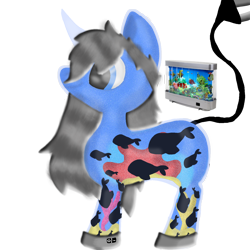 Size: 1280x1280 | Tagged: artist needed, safe, derpibooru import, oc, oc:lamp fish, object pony, original species, pony, childhood them oc, fish lamp pony, nostalgia, plug, plug tail, ponified, simple background, solo, species swap, transparent background