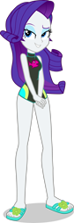 Size: 1339x3973 | Tagged: safe, alternate version, artist:dustinwatsongkx, derpibooru import, edit, rarity, human, better together, equestria girls, accessory swap, barefoot, clothes, clothes swap, feet, female, fluttershy's one-piece swimsuit, one-piece swimsuit, sandals, simple background, solo, swimsuit, swimsuit edit, swimsuit swap, transparent background, vector, wetsuit