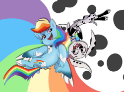 Size: 941x700 | Tagged: safe, artist:themiles, derpibooru import, rainbow dash, dog, pegasus, pony, 101 dalmatians, crossover, dalmatian, duo, female, mare, open mouth, open smile, smiling