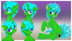 Size: 1920x1104 | Tagged: safe, artist:xvostik, derpibooru import, oc, oc only, oc:green byte, pony, unicorn, cheek fluff, chest fluff, commission, gradient background, male, solo, stallion, ych result