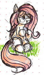 Size: 907x1530 | Tagged: safe, artist:anonymare, derpibooru import, fluttershy, pegasus, pony, solo, traditional art