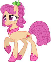 Size: 925x1122 | Tagged: safe, artist:s0ftserve, artist:siti shafiyyah, derpibooru import, apple rose, earth pony, pony, alternate universe, base used, bow, female, hair bow, mare, princess, simple background, smiling, solo, transparent background, young apple rose, younger