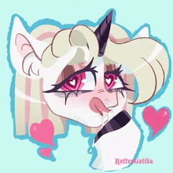 Size: 2048x2048 | Tagged: source needed, safe, artist:fleshyjudge, derpibooru import, pony, bust, female, heart, heart eyes, looking at you, mare, solo, tongue, tongue out, wingding eyes