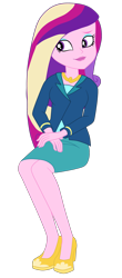 Size: 1900x4316 | Tagged: safe, artist:gmaplay, derpibooru import, dean cadance, princess cadance, equestria girls, clothes, eyeshadow, female, front view, jacket, jewelry, lipstick, looking at you, makeup, necklace, shirt, shoes, side view, simple background, skirt, smiling, solo, transparent background, vector