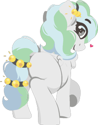 Size: 688x879 | Tagged: safe, artist:rhythmpixel, derpibooru import, oc, oc only, oc:river chime, pegasus, bells, butt, female, looking at you, looking back, looking back at you, mare, plot, simple background, solo, transparent background