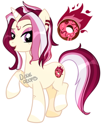 Size: 2000x2405 | Tagged: safe, artist:dixieadopts, derpibooru import, oc, oc only, oc:flaming donut, pony, unicorn, female, mare, offspring, parent:cayenne, parent:donut joe, simple background, solo, transparent background