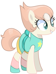 Size: 1381x1807 | Tagged: safe, artist:lavender-bases, artist:siti shafiyyah, derpibooru import, earth pony, pony, base used, clothes, crossover, female, gem, gem (race), gem pony, grin, gritted teeth, happy, mare, pearl, pearl (steven universe), ponified, simple background, smiling, solo, species swap, steven universe, teeth, transparent background