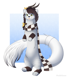 Size: 2836x3269 | Tagged: safe, alternate version, artist:madelinne, derpibooru import, oc, oc:sound error, weasel, clothes, jewelry, scarf, socks, solo